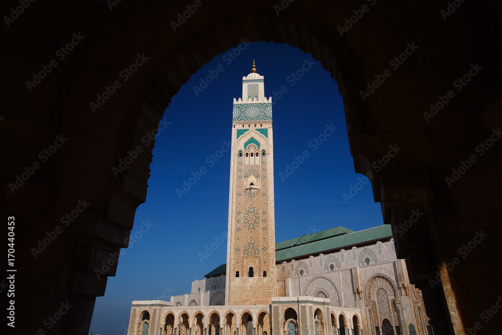 Hassan II Mosque during the blue sky in Casablanca, Morocco