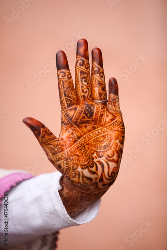 Morocco Girl show Henna Hands.North Africa, Morocco, Marrakech.