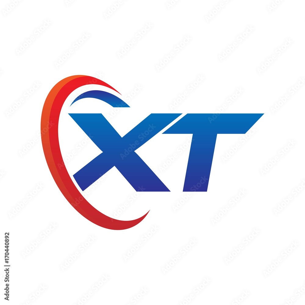 modern dynamic vector initial letters logo xt with circle swoosh red blue modern dynamic vector initial letters logo xt with circle swoosh red blue