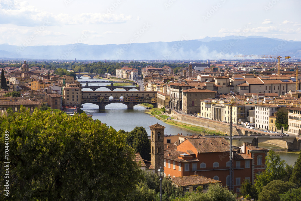 A view of the Florence and the Arno River from the Michelangelo Square