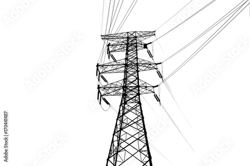 Wallpaper Mural Electricity pylon isolated on white