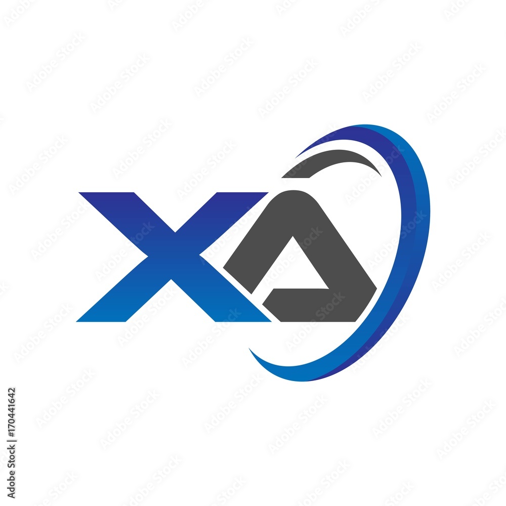 vector initial logo letters xa with circle swoosh blue gray vector initial logo letters xa with circle swoosh blue gray