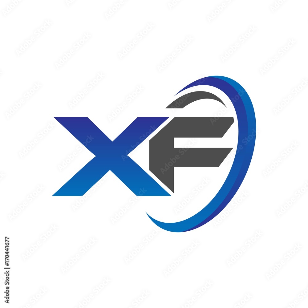 vector initial logo letters xf with circle swoosh blue gray vector initial logo letters xf with circle swoosh blue gray
