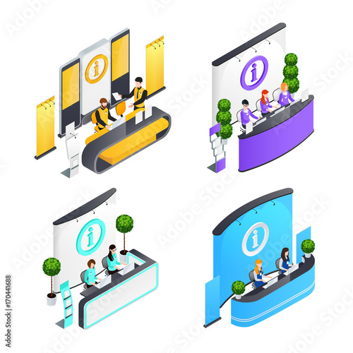 Information Desks Isometric Compositions
