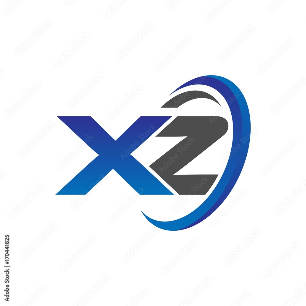 vector initial logo letters xz with circle swoosh blue gray vector initial logo letters xz with circle swoosh blue gray
