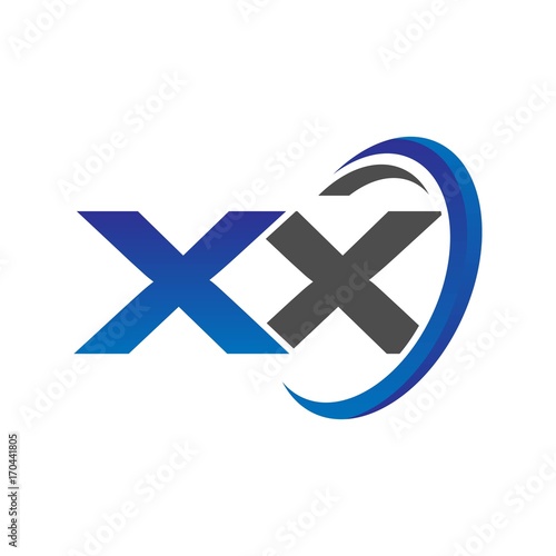 Free Download vector initial logo letters xx with circle swoosh blue gray - GFXLoad