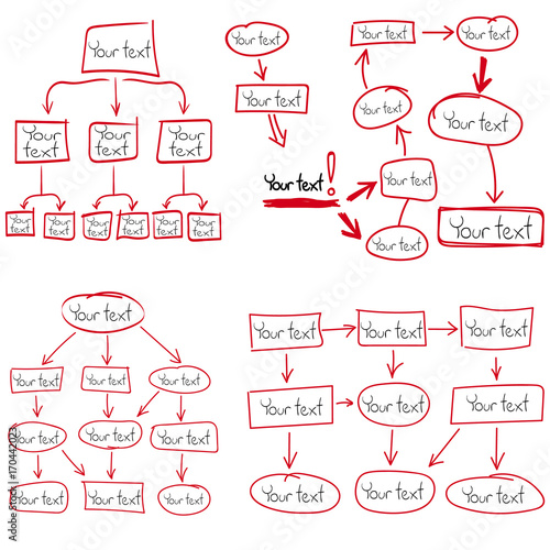 hand drawn blank hierarchy diagram, flow chart vector