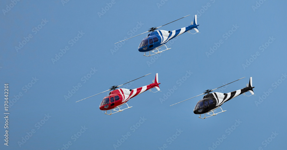 Obraz premium Radio controlled model helicopter in flight