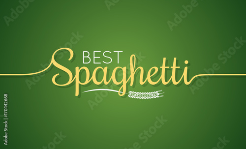 Spaghetti logo. Pasta lettering sign background