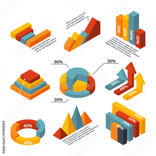 Vector isometric diagrams for business infographic