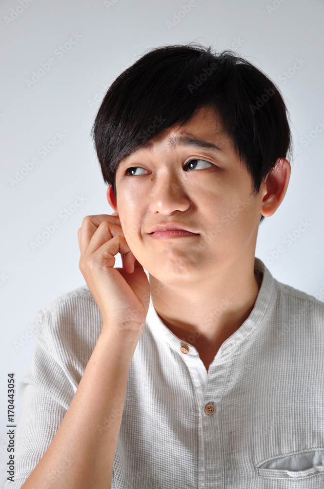 Young Asian Woman with Stress Face