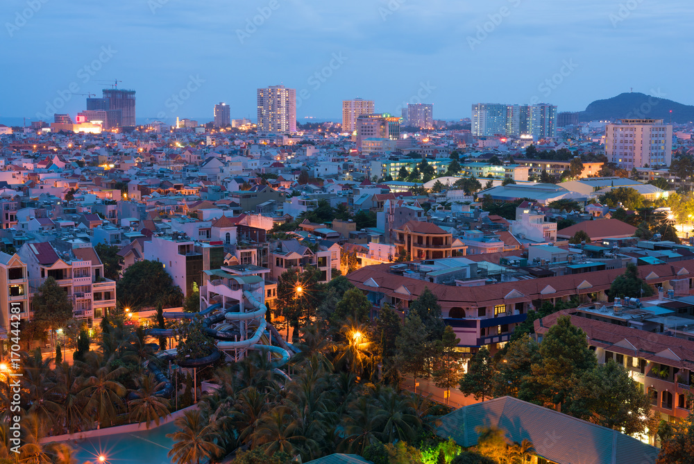 Naklejka premium maritime city in the evening