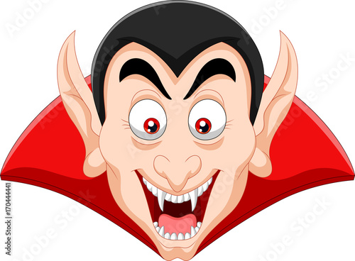 Cartoon vampire head isolated on white background