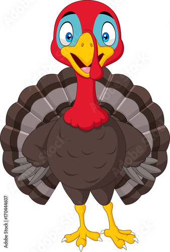 Cartoon turkey isolated on white background