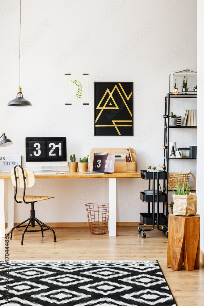 Fototapeta premium Natural decor of scandinavian workspace