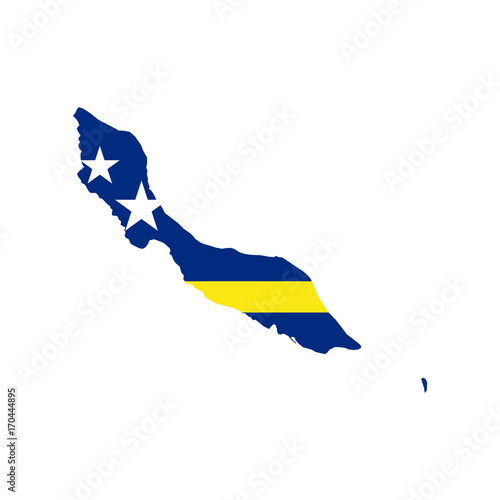 Curacao map and flag