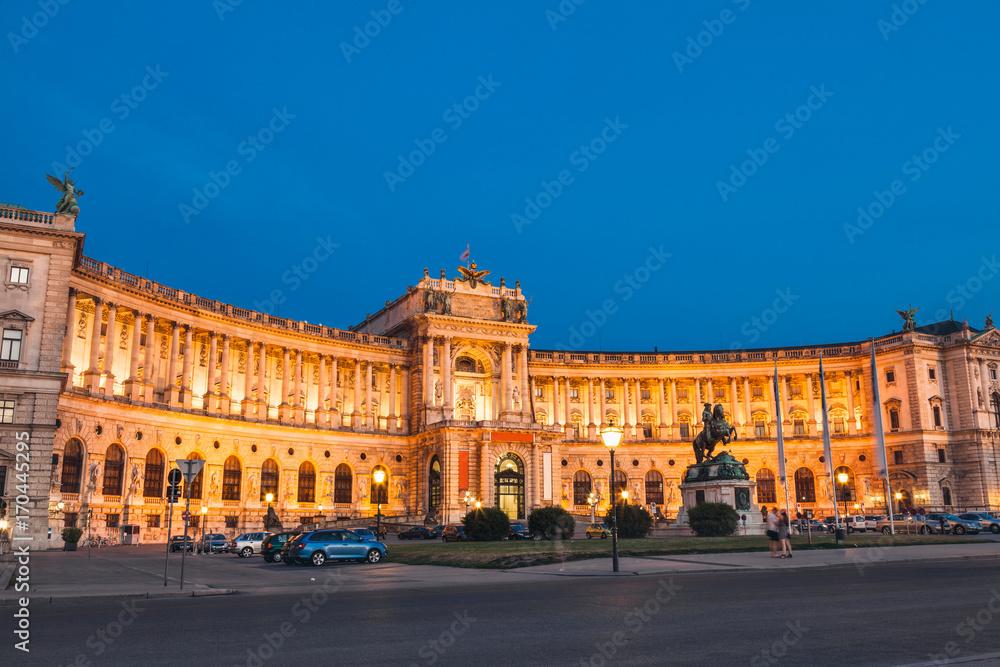 Hofburg palace at night in Vienna