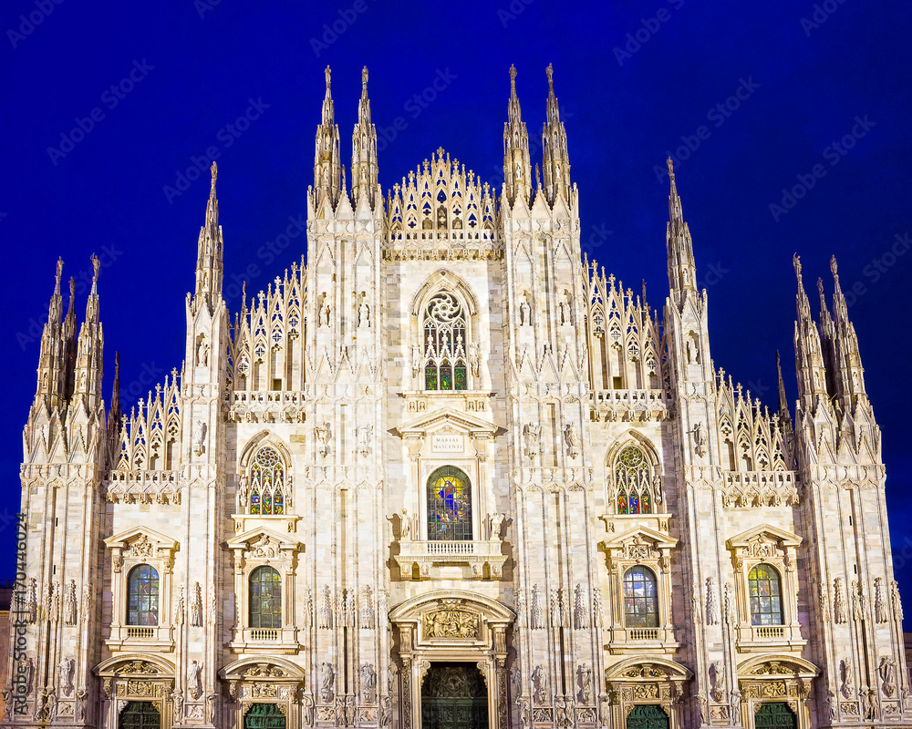 Night view of Milan Cathedral or Duomo di Milano