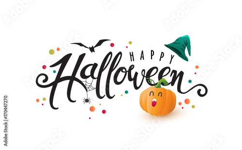 Happy Halloween calligraphy. banners party invitation.Vector illustration.