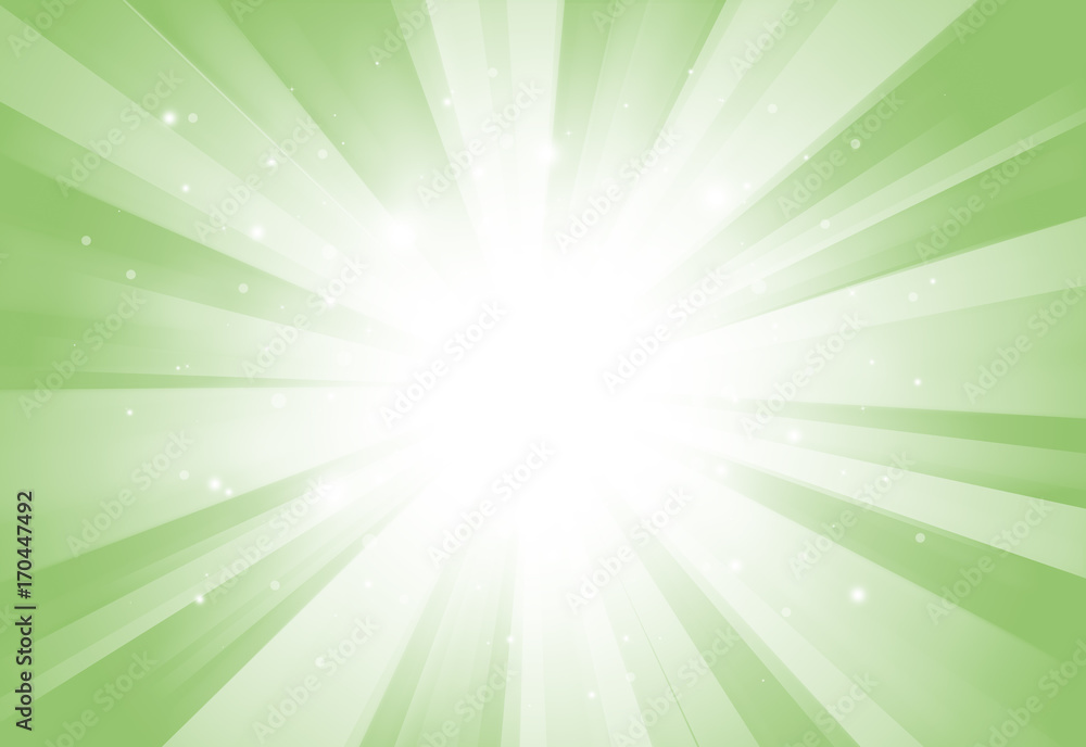 Fototapeta premium Soft Green glitter sparkles rays lights bokeh festive elegant abstract background.