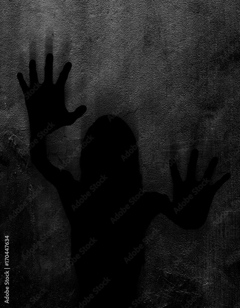3d illustration of ghost woman's shadow in the dark, Horror background