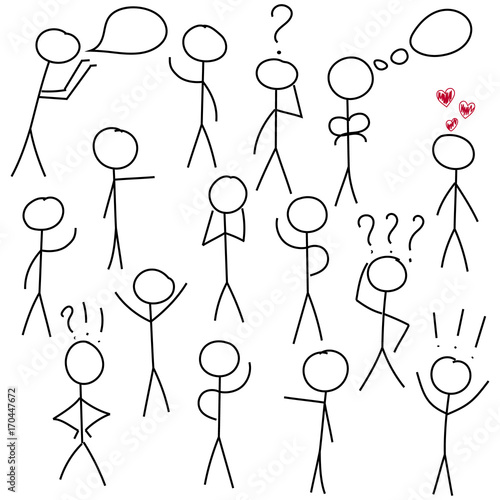 Set of simple stick figures communication