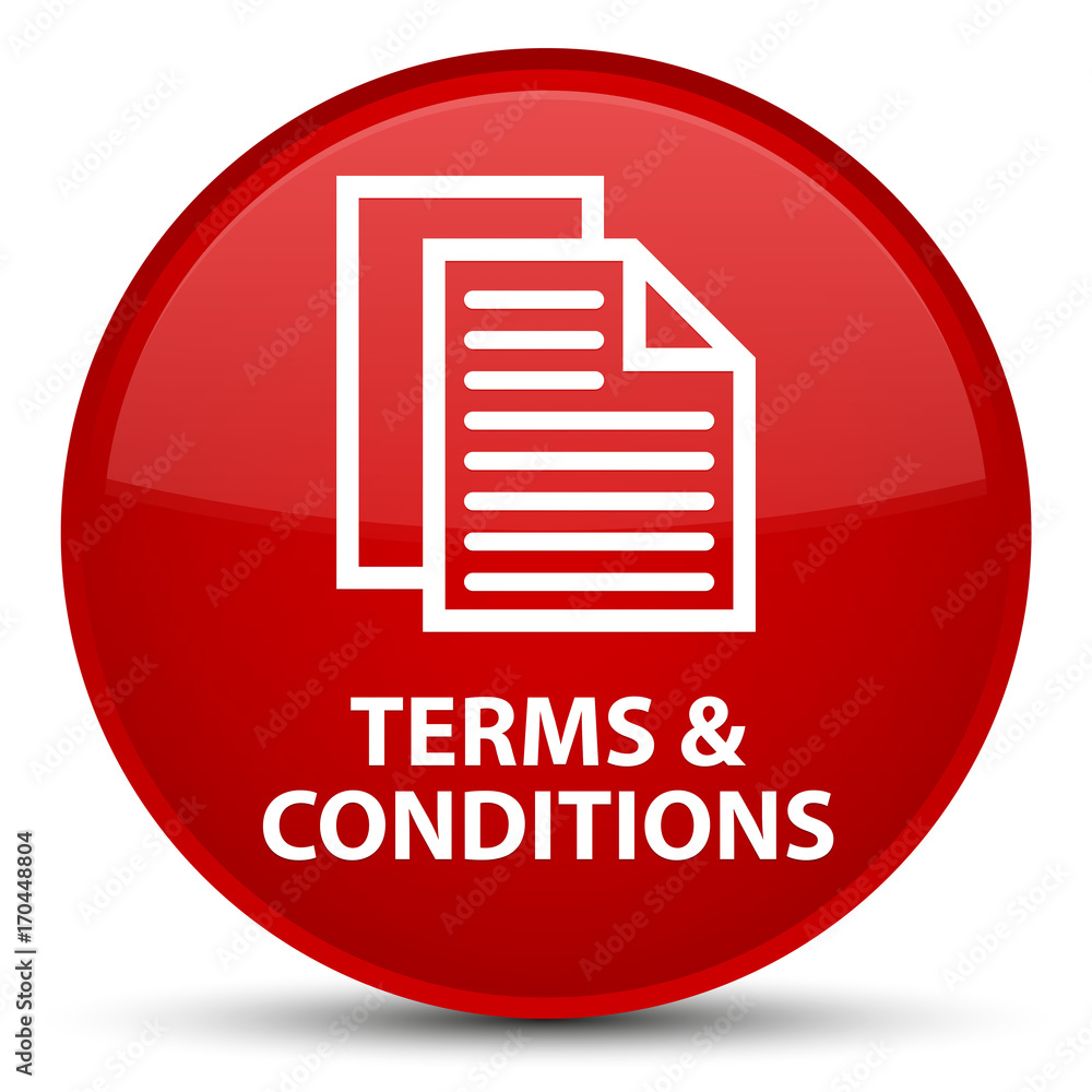 Terms and conditions (pages icon) special red round button Terms and conditions (pages icon) special red round button