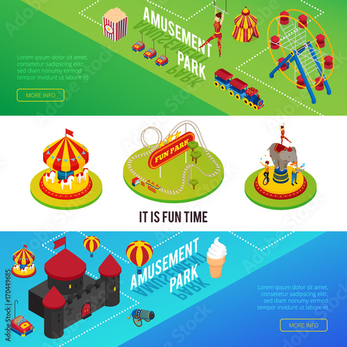  Circus Isometric Horizontal Banners