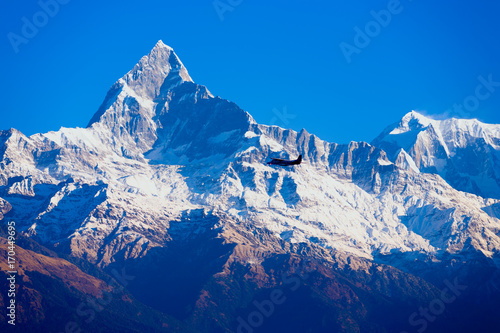Machapuchare Himalaya Mountain Flying Airplane