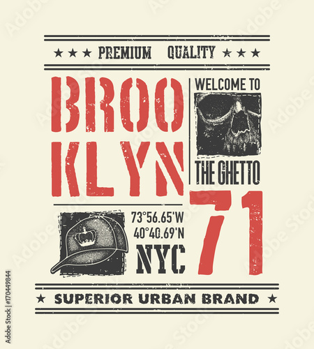 vintage urban typography with skull