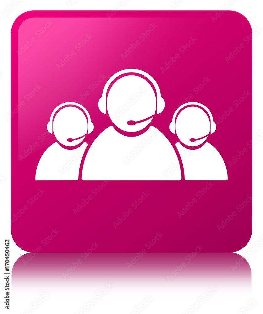 Customer care team icon pink square button Customer care team icon pink square button