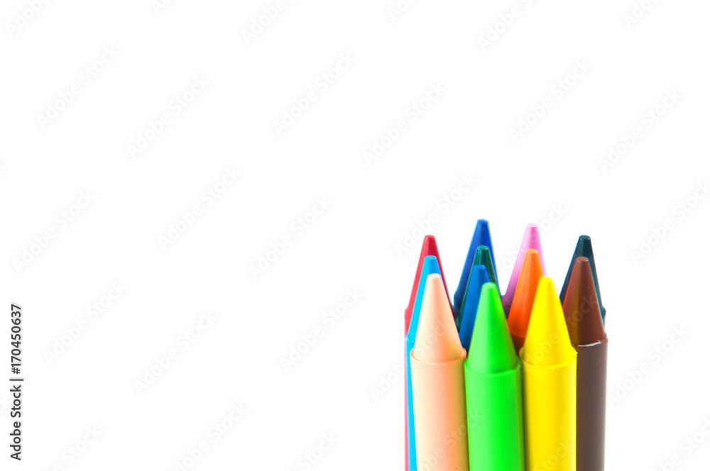 Fototapeta premium 12 color crayon on isolated background.