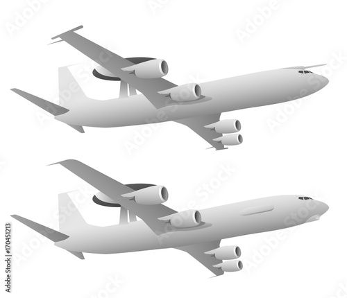 AWACS Airborne Warning and Control System Aircraft Vector Illustration