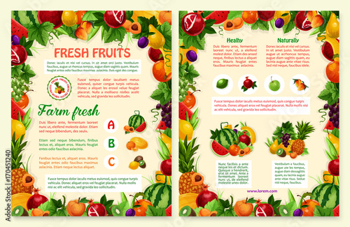 Vector brochure of tropical exotic fruits