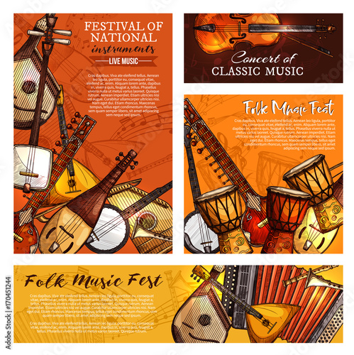 Music festival poster of musical instruments