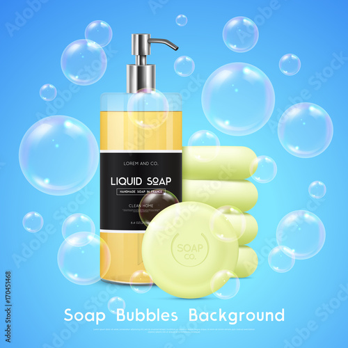 Soap Bubbles Realistic Background Poster 