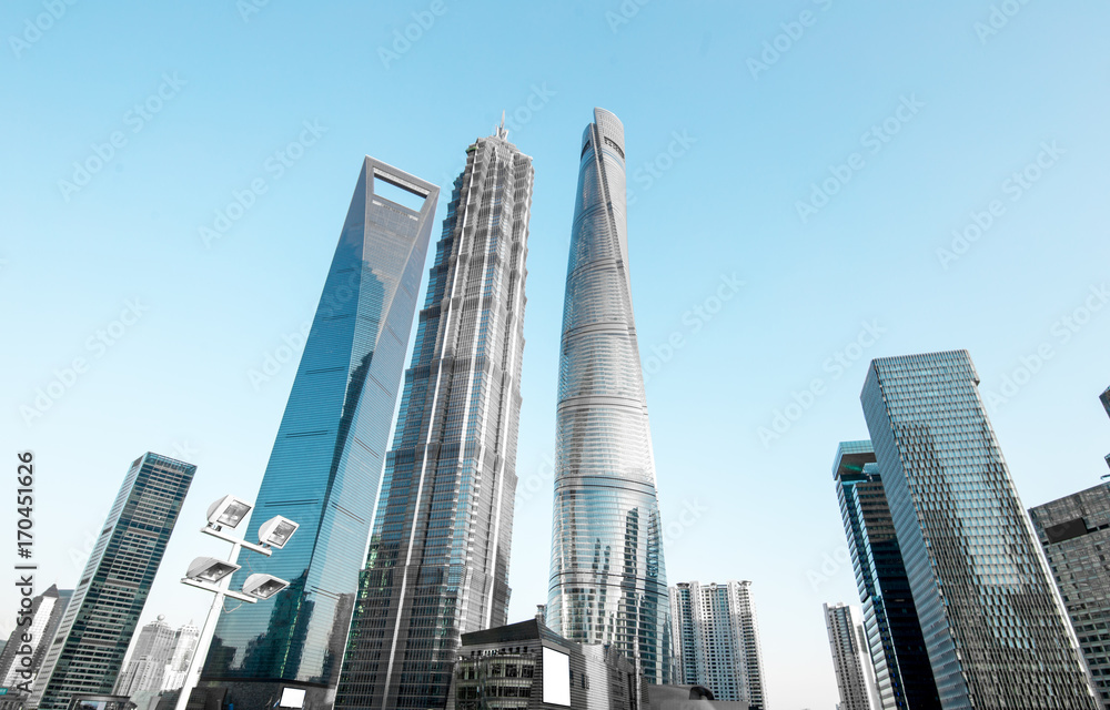 the modern building of the lujiazui financial centre in shanghai china.