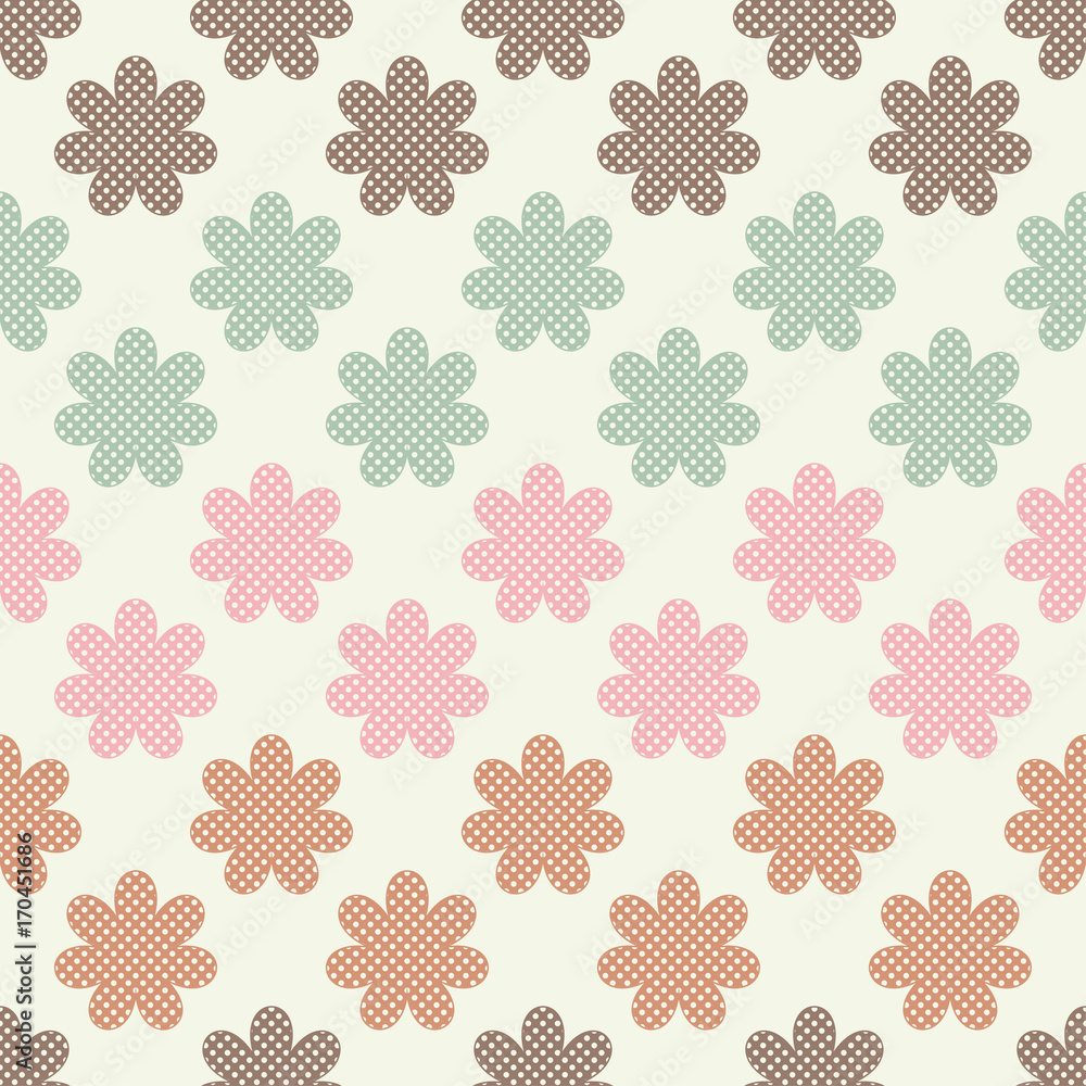 Seamless decorative floral background. Polka dot texture. Textile rapport. Seamless decorative floral background. Polka dot texture. Textile rapport.