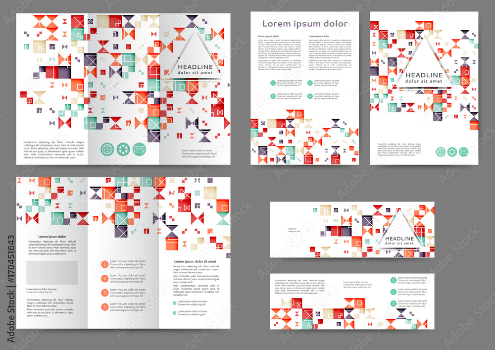 Set of color abstract brochure template