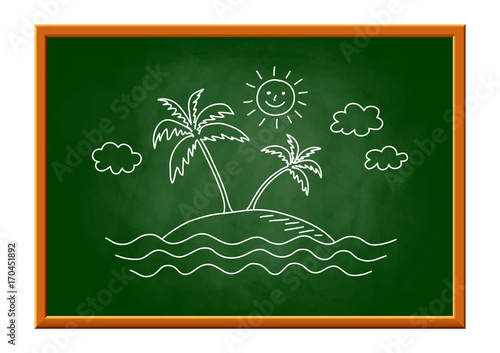 Island drawing on blackboard