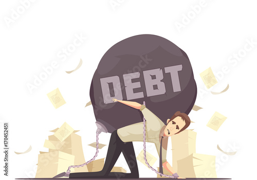 Business Failure Debt Cartoon Icon 