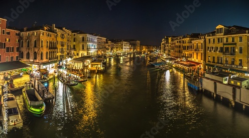 Italy beauty  late evening view from famous canal bridge Rialto in Venice   Venezia