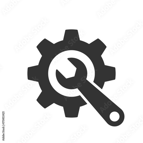 Fototapeta Naklejka Na Ścianę i Meble -  Vector Wrench and gear grey icon