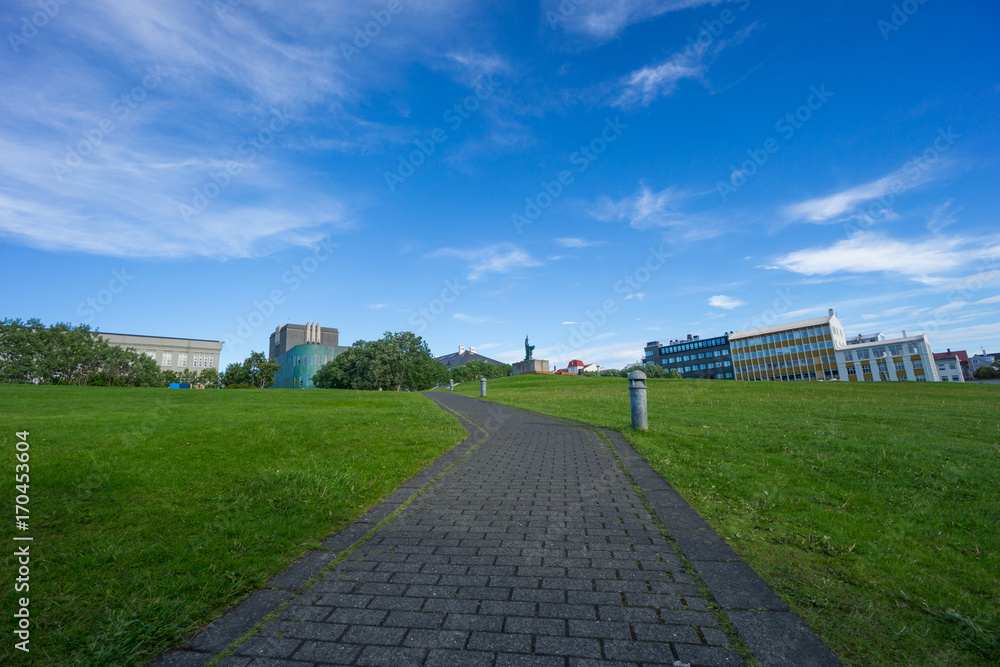 Iceland - City park in reykjavik center with nobody