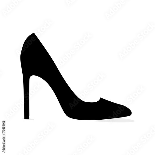 Black Modern Stilleto Shoe Isolated Silhouette