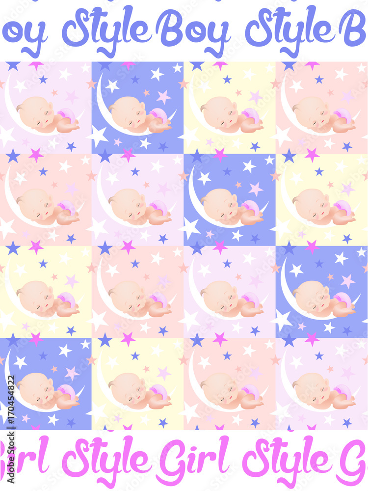 Cute Baby Sleeping on the Moon Seamless Texture / Ayda Uyuyan Şirin Bebek Metraj Desen Cute Baby Sleeping on the Moon Seamless Texture / Ayda Uyuyan Şirin Bebek Metraj Desen