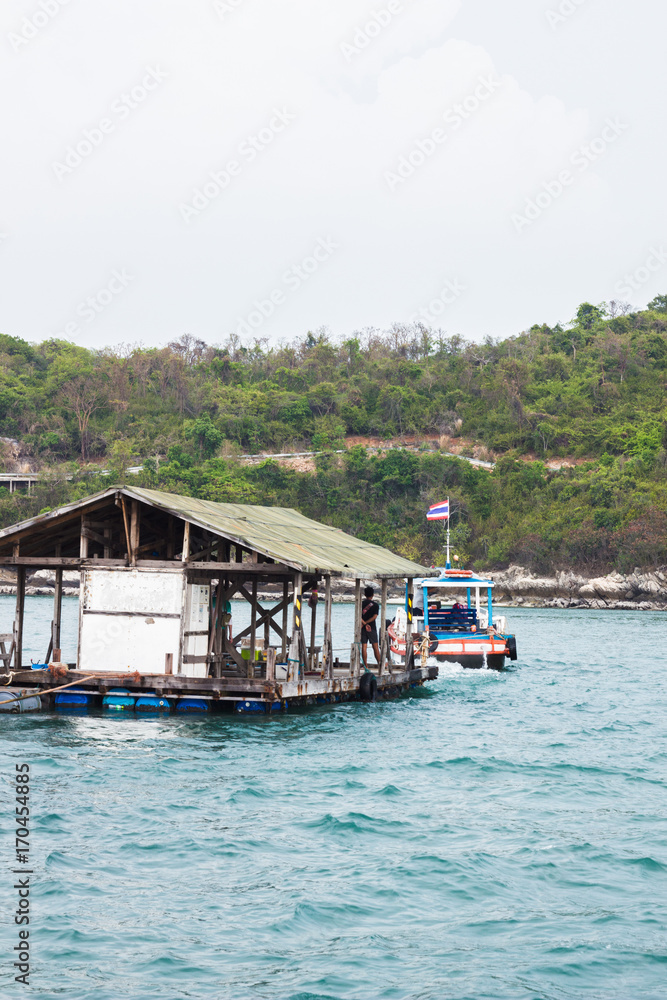 fishing boat,  Natural View in Island : Trip to Sichang Island in Thailand