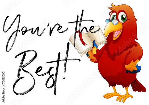 Phrase you're the best with parrot reading book
