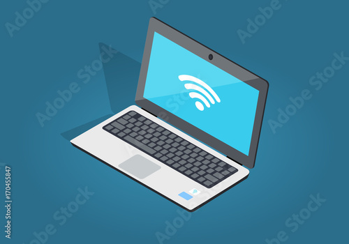 Open Laptop Wi-fi Connection Flat and Shadow Theme