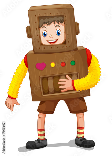 Little boy in robot costume